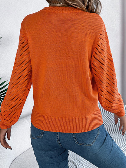 Hollow Round Neck Pullover Sweater