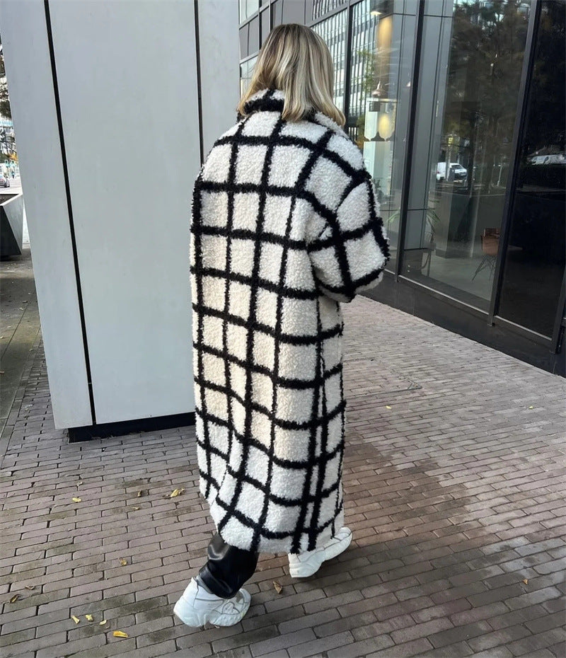 Loose White Coat Plaid - Magic Moon Store