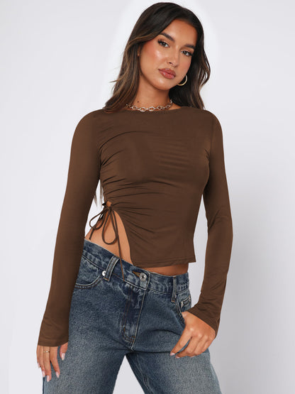 Drawstring Long Sleeve Top