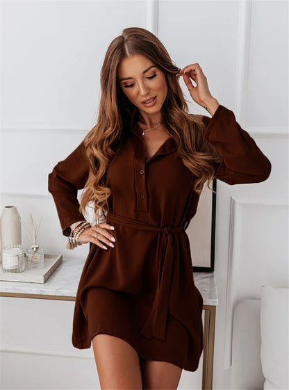 Button Lace-up Dress