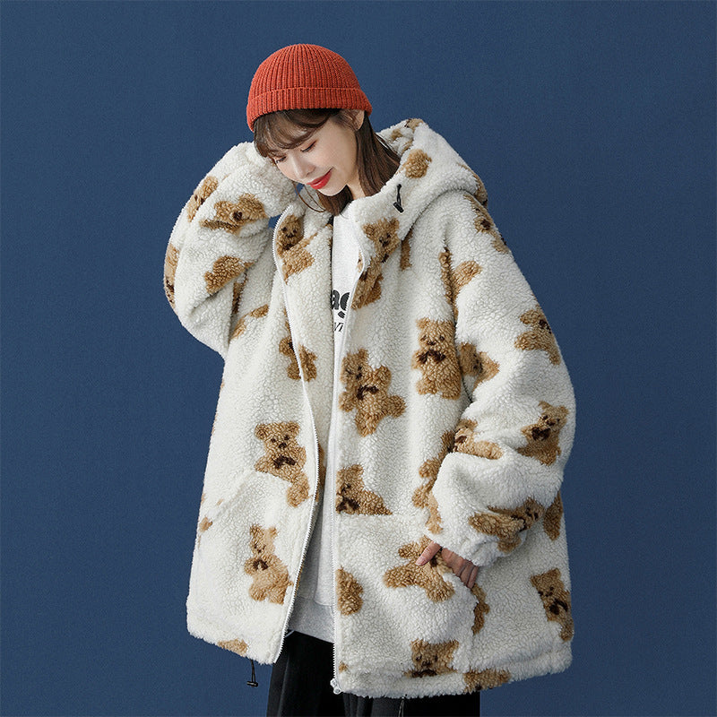 Lamb Fur Bear Cotton Coat - Magic Moon Store