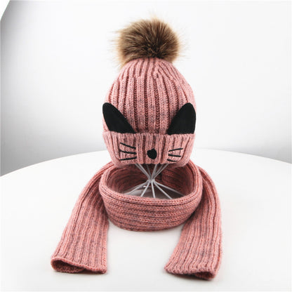 Baby Knitted Cat Hat and Scarf suit