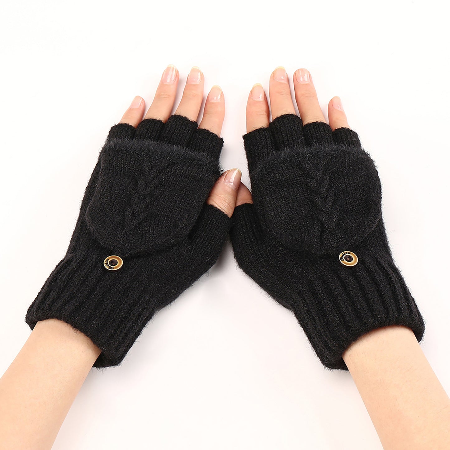 Wool Fingerless Gloves Women's Warm Knitted - Magic Moon Store