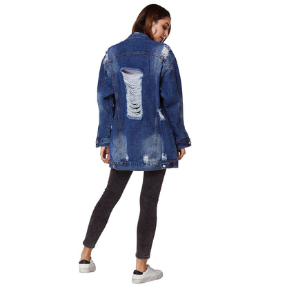 Denim Water Washed Hole Jacket - Magic Moon Store