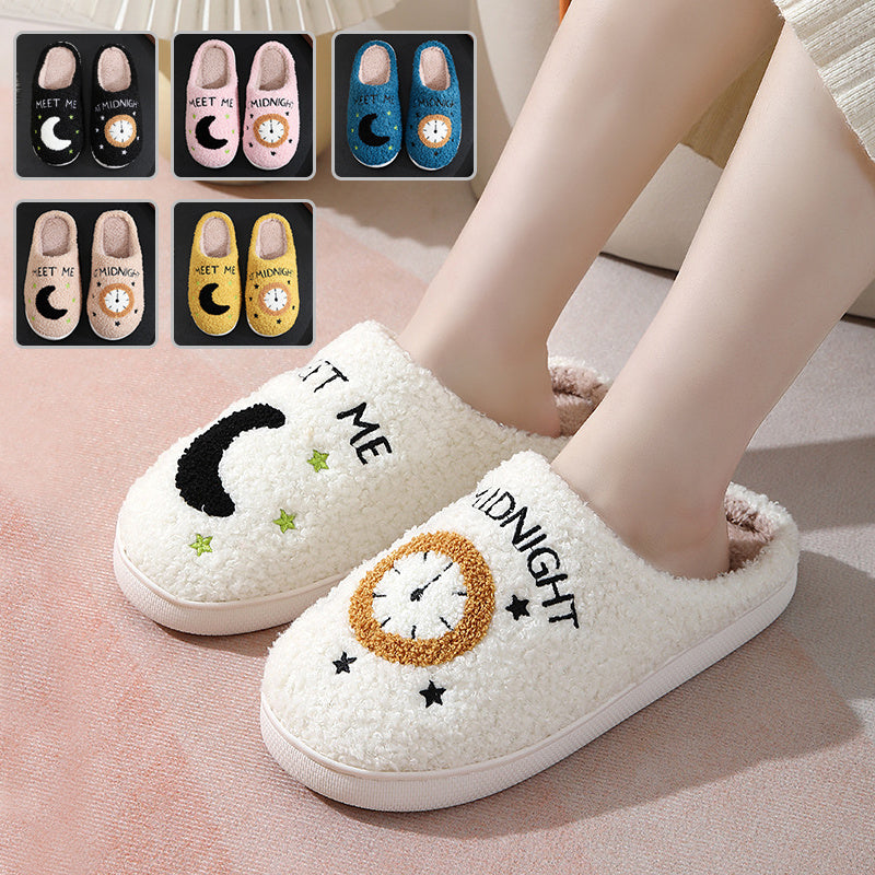 Moon Print Warm Bedroom Home Slippers