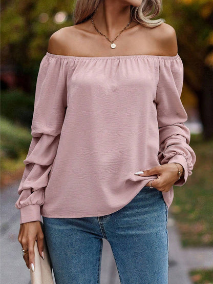 Shoulder-baring Nodule Long Sleeve Shirt