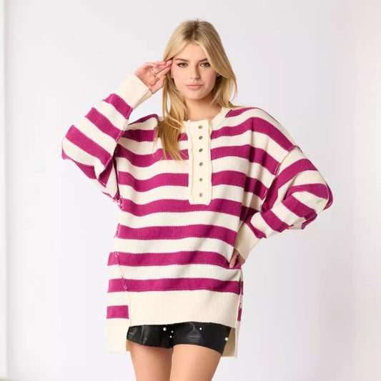 Loose Multicolor Knitted Sweater