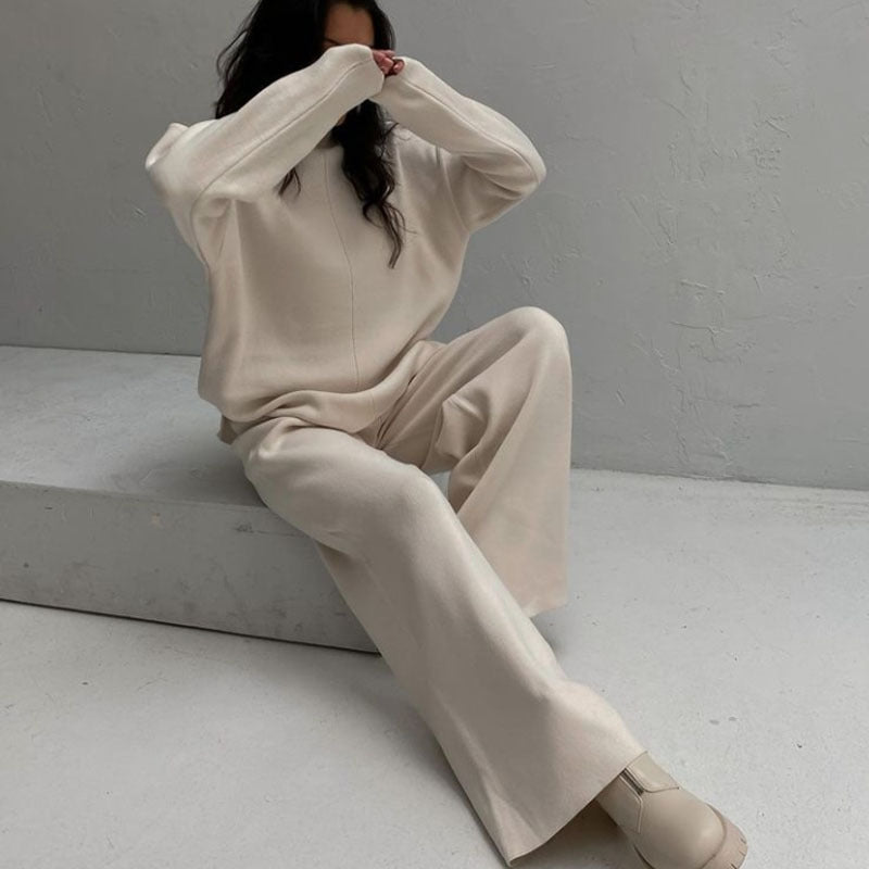 Long Sleeve Loose Casual Sweater & Trousers Set - Magic Moon Store