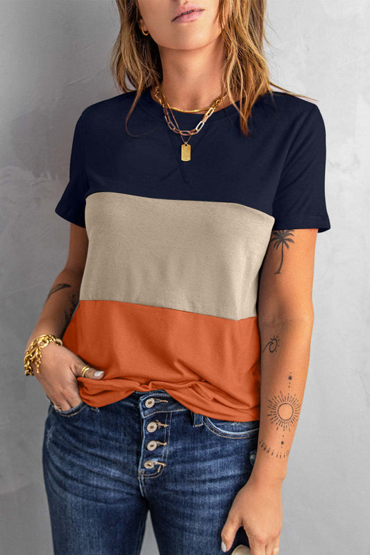 Three color short sleeve T-shirt