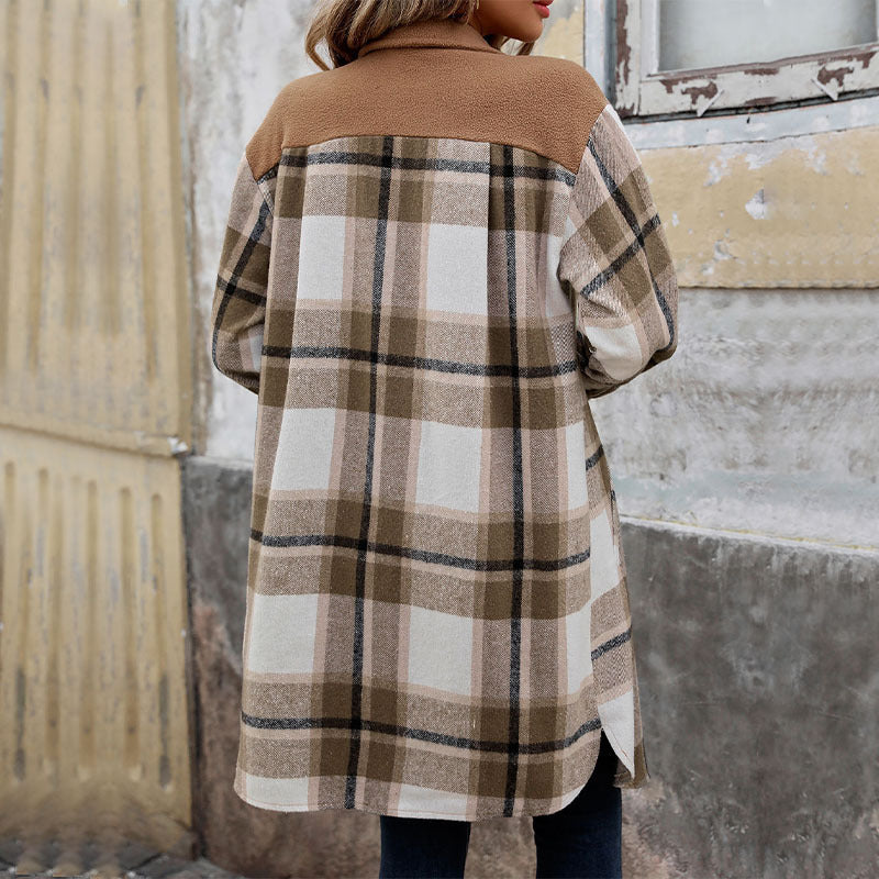 Long checked jacket with pockets - Magic Moon Store