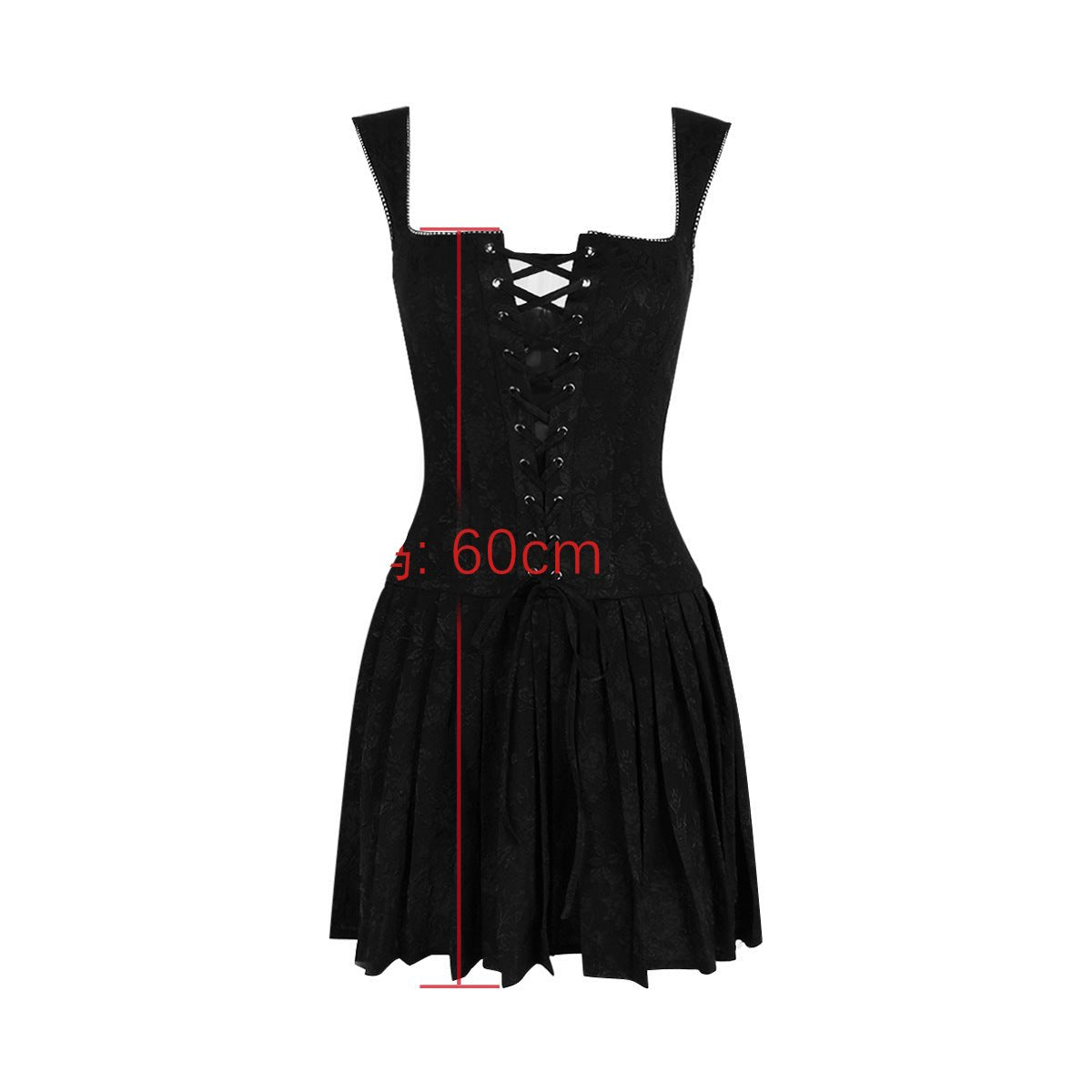 Retro Strap Embroidered Slim Fit Black Dress - Magic Moon Store