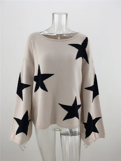 Five Pointed Star Geometric Loose  Sweater