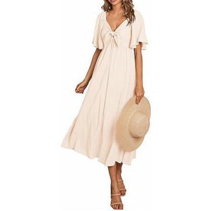 Pleated Mid-length Short Sleeve Dress