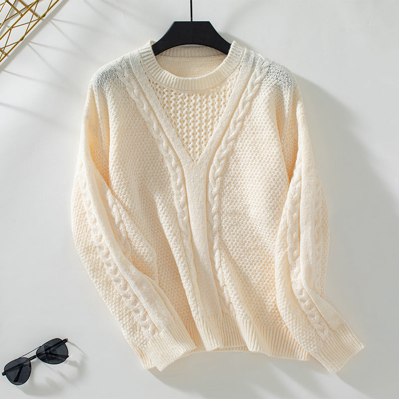 Solid Color Hollow-out Retro Knitwear Sweater - Magic Moon Store