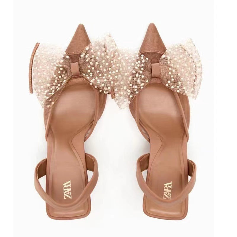 Stilettos Low-cut Lace Bow Shoes