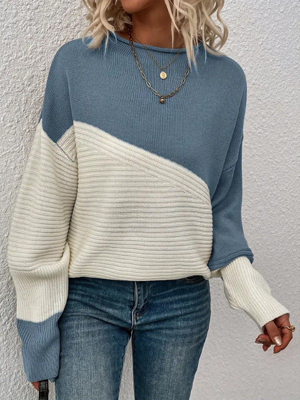 Contrast Color Knitting Sweater - Magic Moon Store