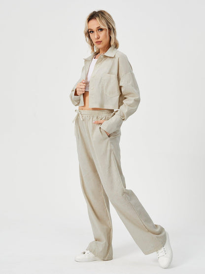 Long sleeve shirt & wide pants set