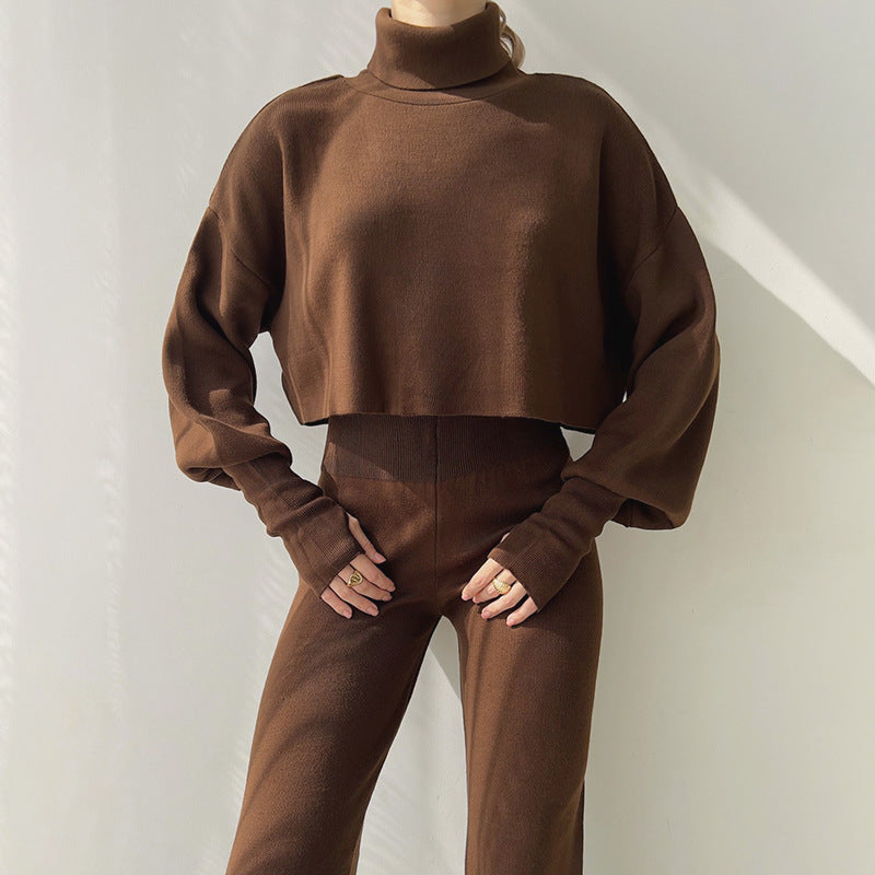 Turtleneck Loose Long Sleeve Sweatshirt & Pants Casual Set