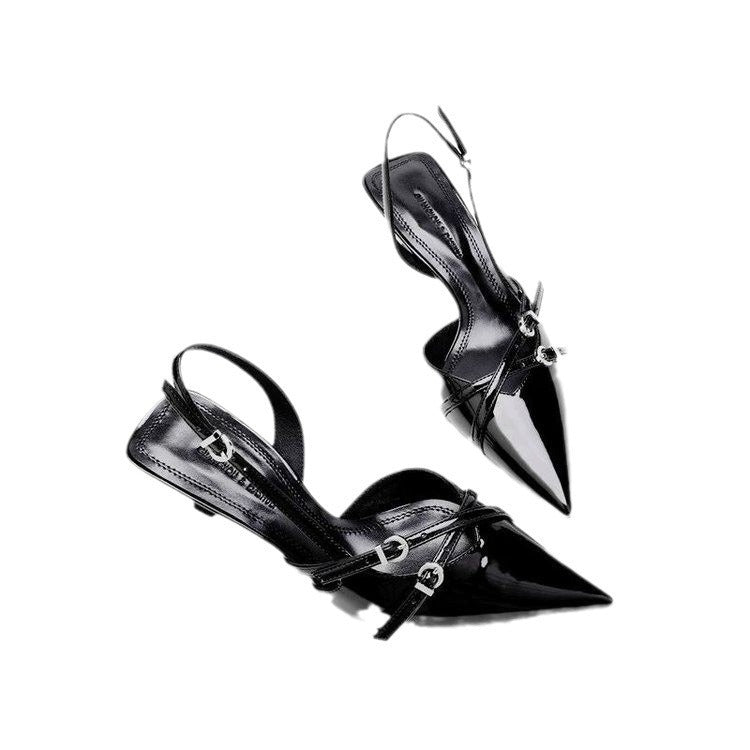 All-Match Pointed Stiletto Heel High Heels With Buckle MAGIC MOON STORE