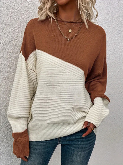 Contrast Color Knitting Sweater - Magic Moon Store