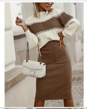 Pullover Sweater & Long Skirt Knitted Set - Magic Moon Store