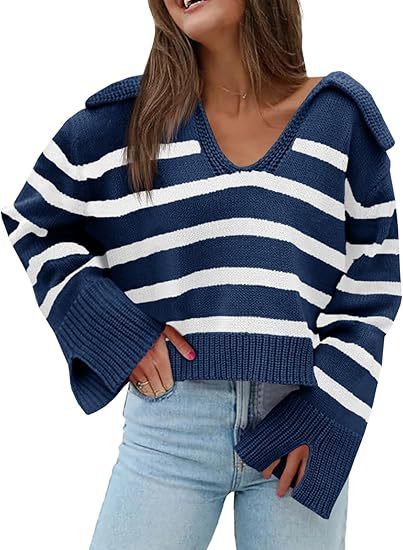 V-neck Large Lapel Short Knitted Sweater