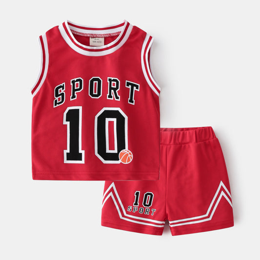 Children's Basketball Baby Sleeveless Top and Short Pants Boys Two-piece Suit