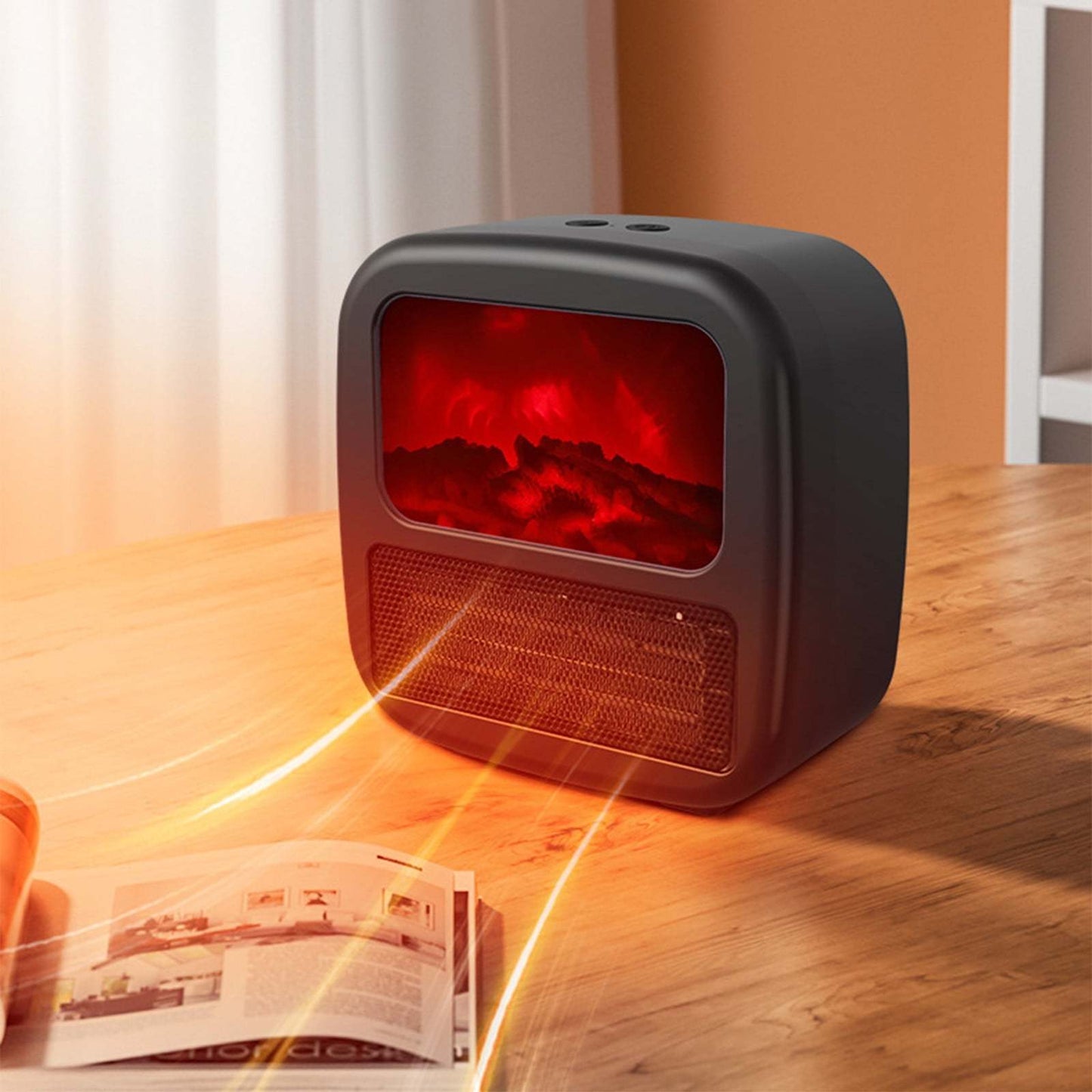 Portable 3D Anti-real Flame Electric Heater Warm Air Fan Room Winter