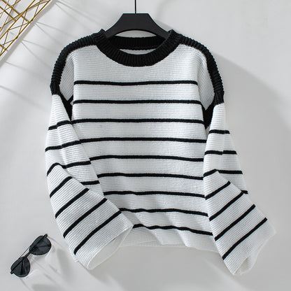 Knitwear Loose-fitting Stripes Round-neck Sweater