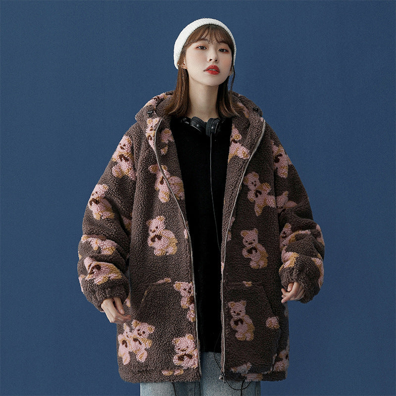 Lamb Fur Bear Cotton Coat - Magic Moon Store