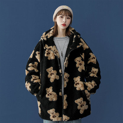 Lamb Fur Bear Cotton Coat - Magic Moon Store