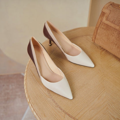 High Stiletto Heels Two Tone Sheepskin