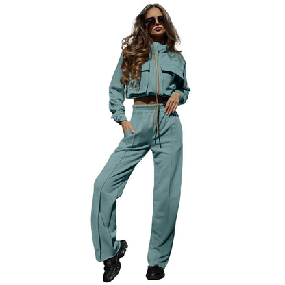 Long Sleeve Top Fashion Casual Trousers Set