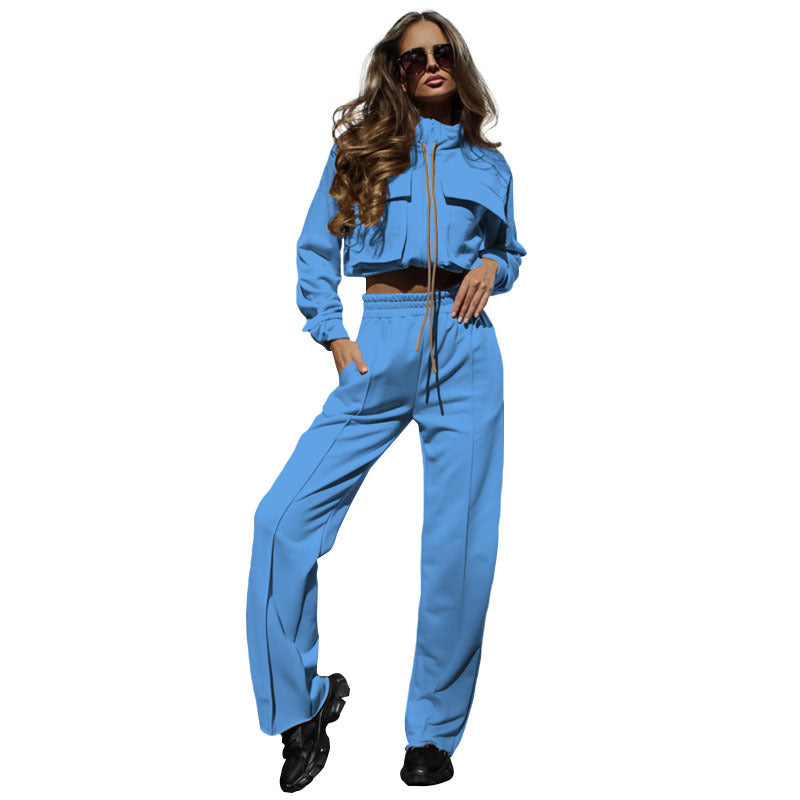 Long Sleeve Top Fashion Casual Trousers Set