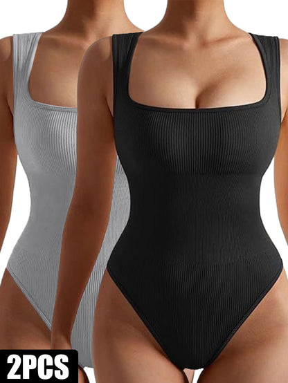 2 Pack One Piece Jumpsuits Ribbed Workout Seamless Tank Tops Rompers