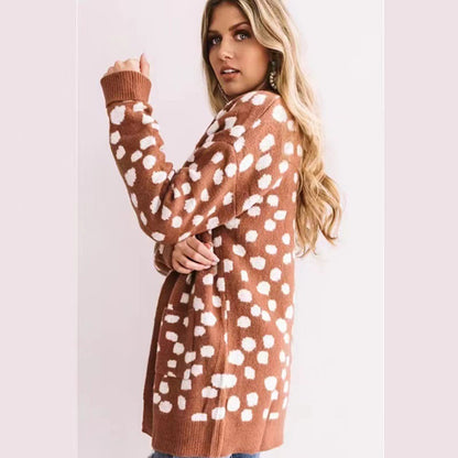 Thick Loose Irregular Dot Sweater Coat Knitted Cardigan