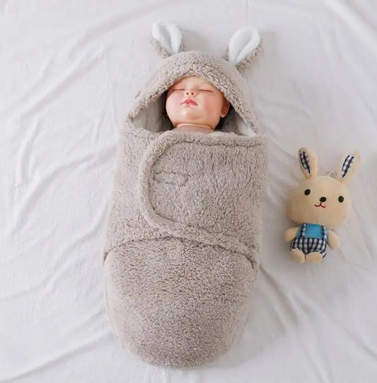 Super Soft Baby Swaddle Blanket | Fluffy Fleece Newborn Sleeping Bag with Head Support