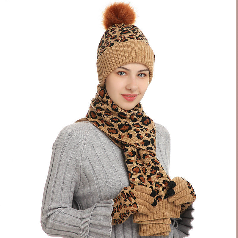 Three-piece Warm Knitted Woolen Hat, Scarf And Gloves - Magic Moon Store