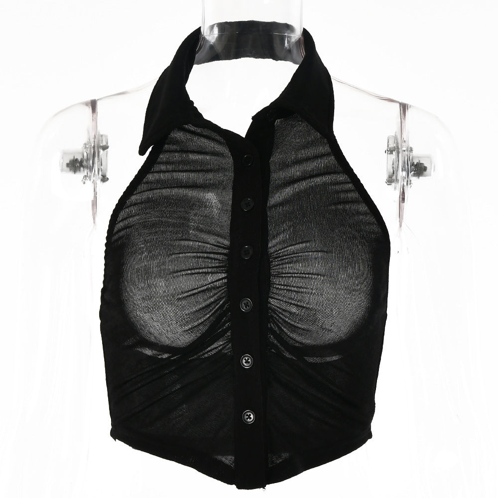 Halter Single-breasted Lapel Shirt