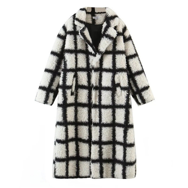 Loose White Coat Plaid - Magic Moon Store