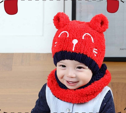 Baby knitted Bear Hat & Scarf Suit