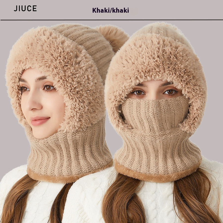 Solid Color Knitted Hat & Scarf Mask - Magic Moon Store