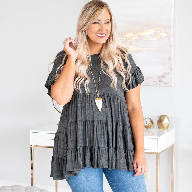 Ruffles Pleated Pullover T-shirt