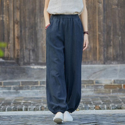 Cotton & Linen Slub Casual Trousers