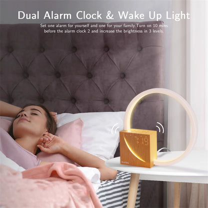 Bedside Lamp Touch Table Lamp With Natural Sounds, Desk Lamp With Alarm Clock,3 Levels Brightness Home Decor