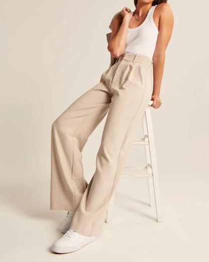 High Waist Straight Trousers