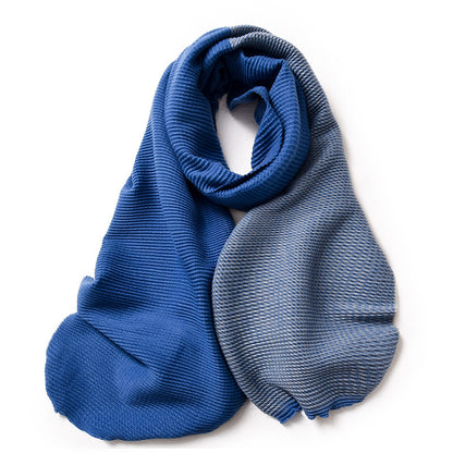 Gradient Mixed-color Winter Double-sided Wrinkled Imitation Cashmere Scarf For Women