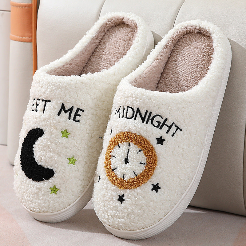 Moon Print Warm Bedroom Home Slippers