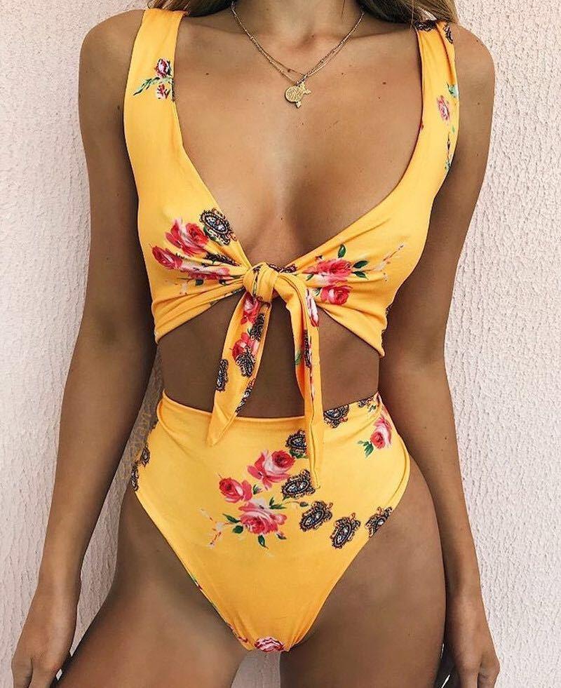 Floral knotted double-sided Bikini - Magic Moon Store