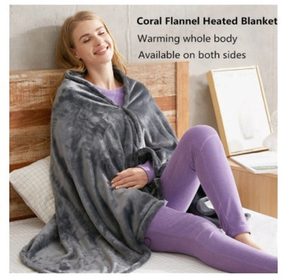 Winter Flannel Cold Protection Body Warmer Usb  Heated Plush Blanket